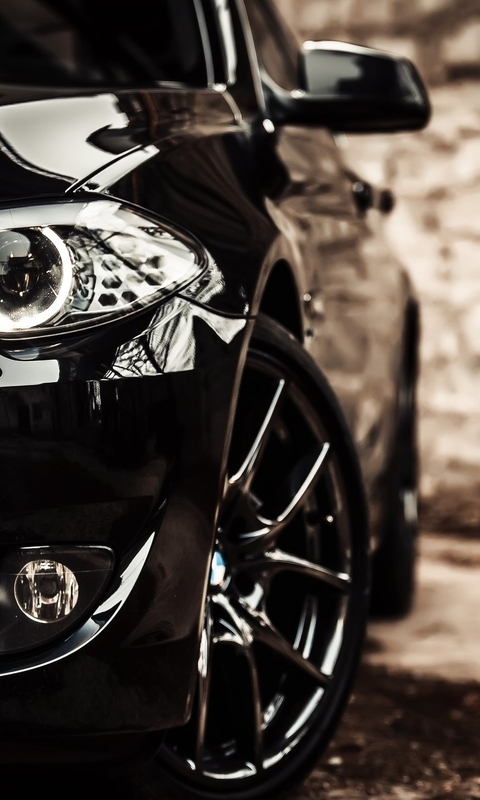 Image: BMW, M5, black, front, bumper, lights, wheels, casting