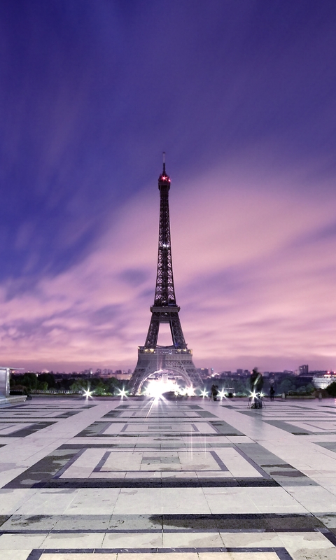 Картинка: Эйфелева башня, Париж, Франция, вечернее небо, площадь, здание, красивый фон