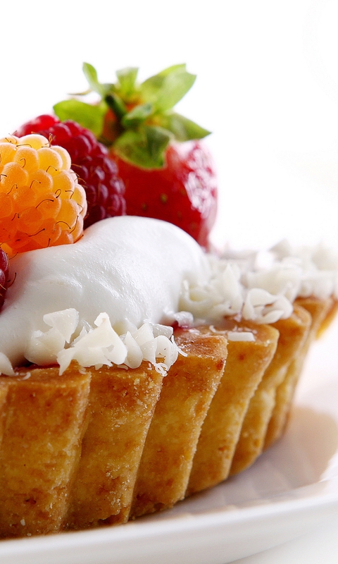 Image: Cake, dessert, raspberry, berry, white background