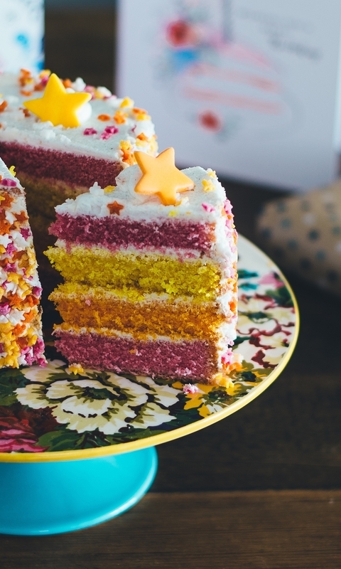 Image: Cake, sweet, piece, tortiza, stars