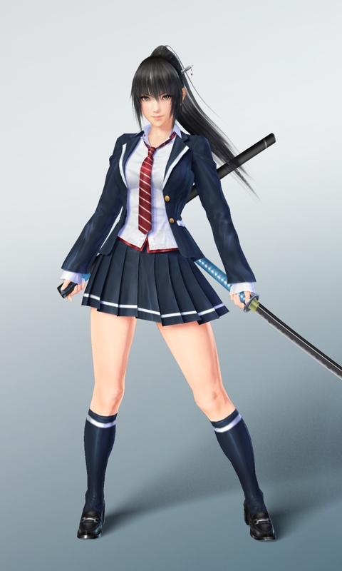 Картинка: Игра, Mitsurugi Kamui Hikae, азиатка, девушка, одежда, форма, меч, катана, фон