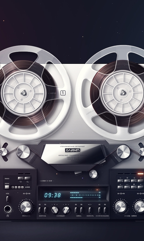 Image: Stereo tape recorder, Olympus, reel, display, background, ribbon
