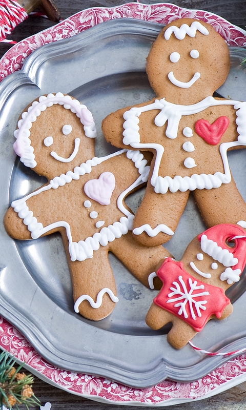 Image: new year, gingerbread man, food, twigs, scissors, thread