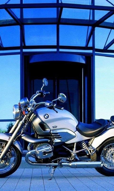 Картинка: Мотоцикл, байк, silver BMW, здание
