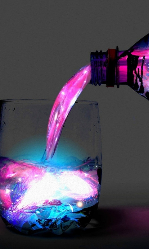 Картинка: Бутылка, стакан, вода, космическая
