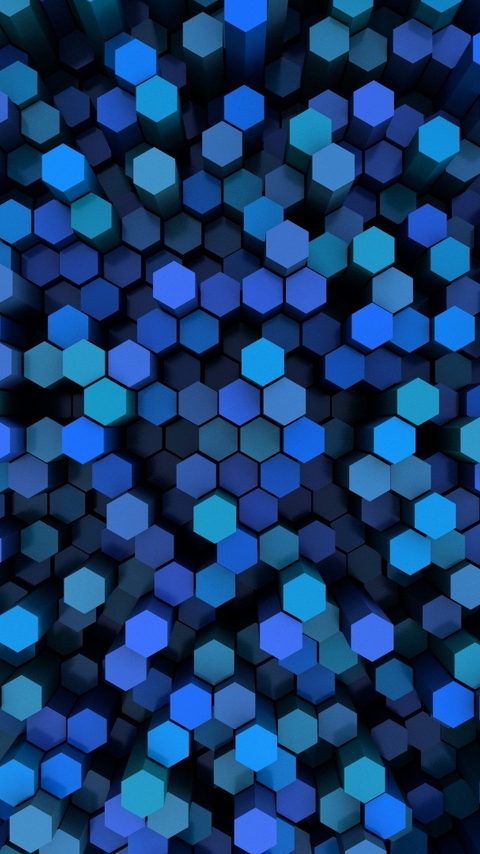 Image: Hexagons, volumetric, honeycombs, shades of blue