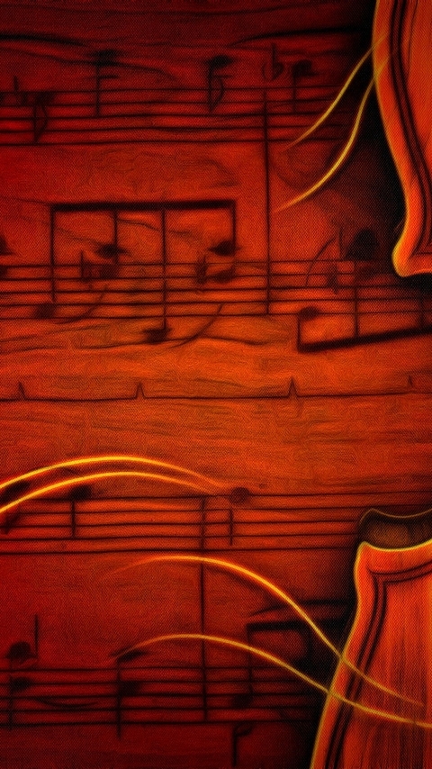 Картинка: Скрипка, ноты, струны, музыка