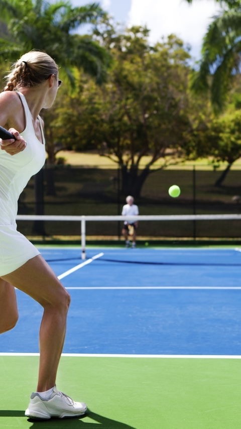 Картинка: Теннис, теннисистка, девушка, мяч, корт, сетка, спортсменка, взмах