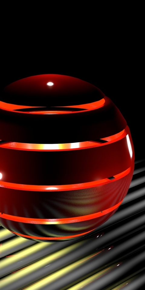 Картинка: Шар, сфера, полосы, красный, свет, огонёк, ball, light, line