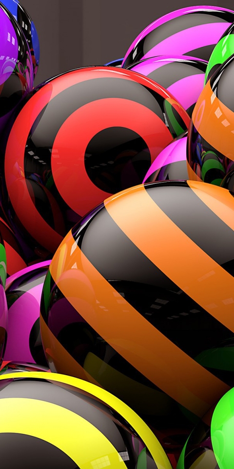 Image: Striped, multi-colored, balls, reflection, specular