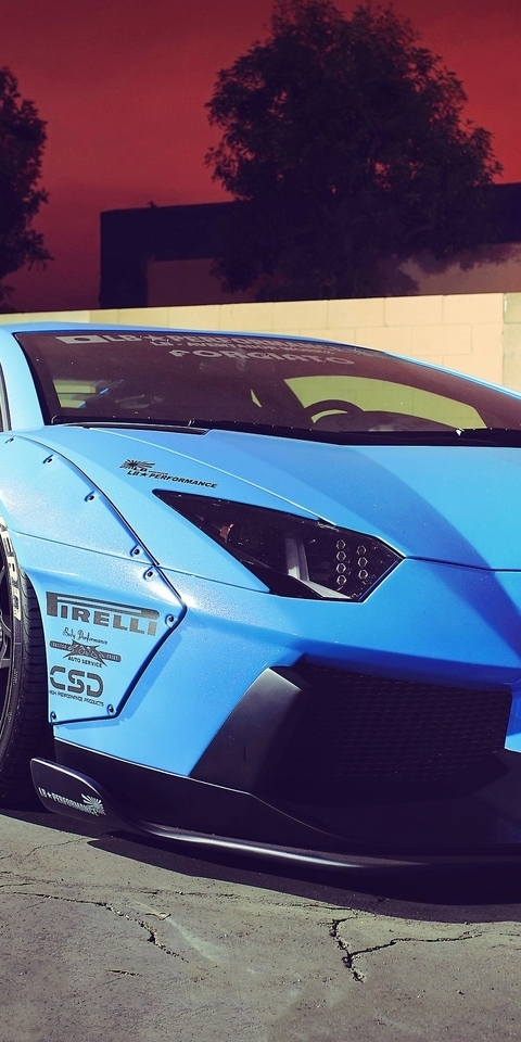 Картинка: Lamborghini, Aventador, blue, голубой, спортивный, суперкар