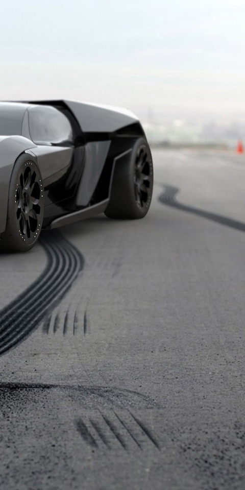 Картинка: Суперкар, трасса, резина, след, протектор, Lamborghini, Ankonian, чёрный, концепт