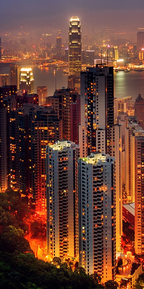 Картинка: Гонконг, дома, город, вечер