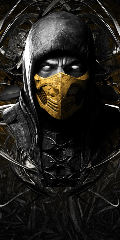 Image: Scorpion, Mortal Kombat 10, mask, ninja, person, background