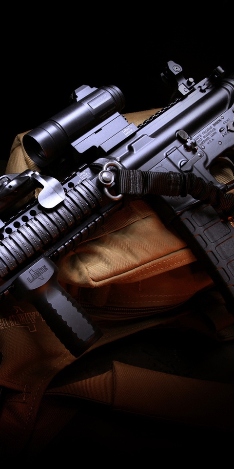 Картинка: Автомат, винтовка, штурмовая, лежит, прицел, M4