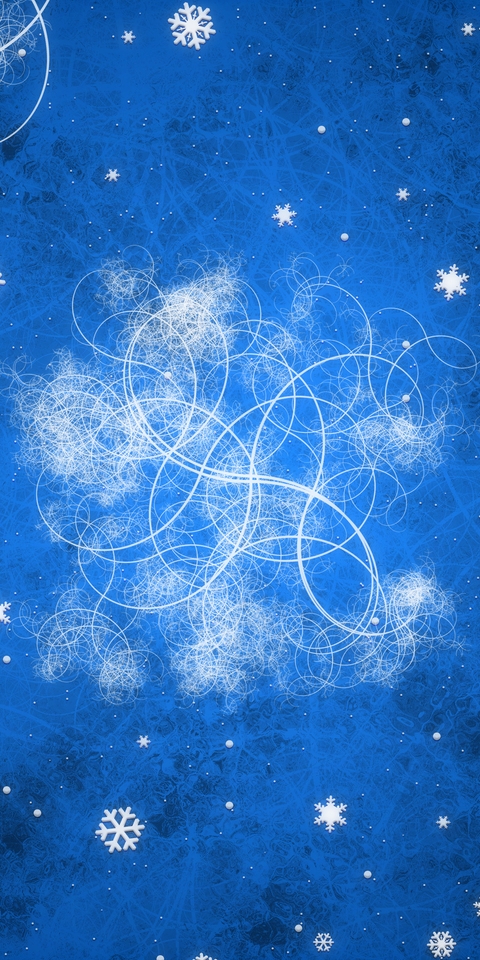Картинка: Узоры, снежинки, линии, изгибы, каток, синий