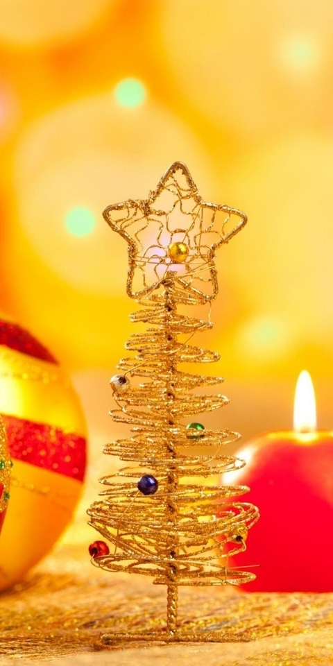 Image: Balls, candles, christmas tree, flare