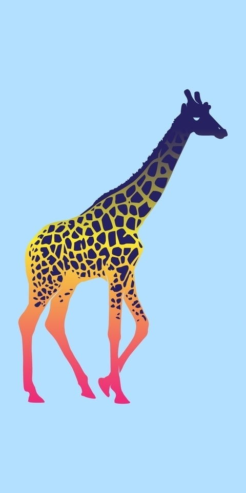 Картинка: Жирафы, трое, пятна, животные, цвет, фон, стиль, поп-арт