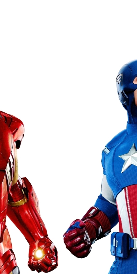 Картинка: Железный человек, Капитан Америка, герои, объединение, щит, звезда