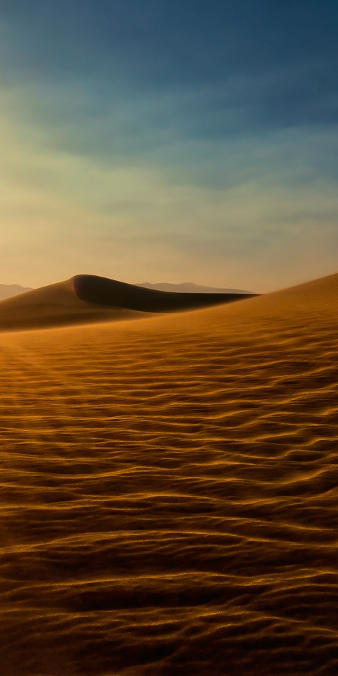 Картинка: Пустыня, дюна, пески, барханы, солнце, небо, волны