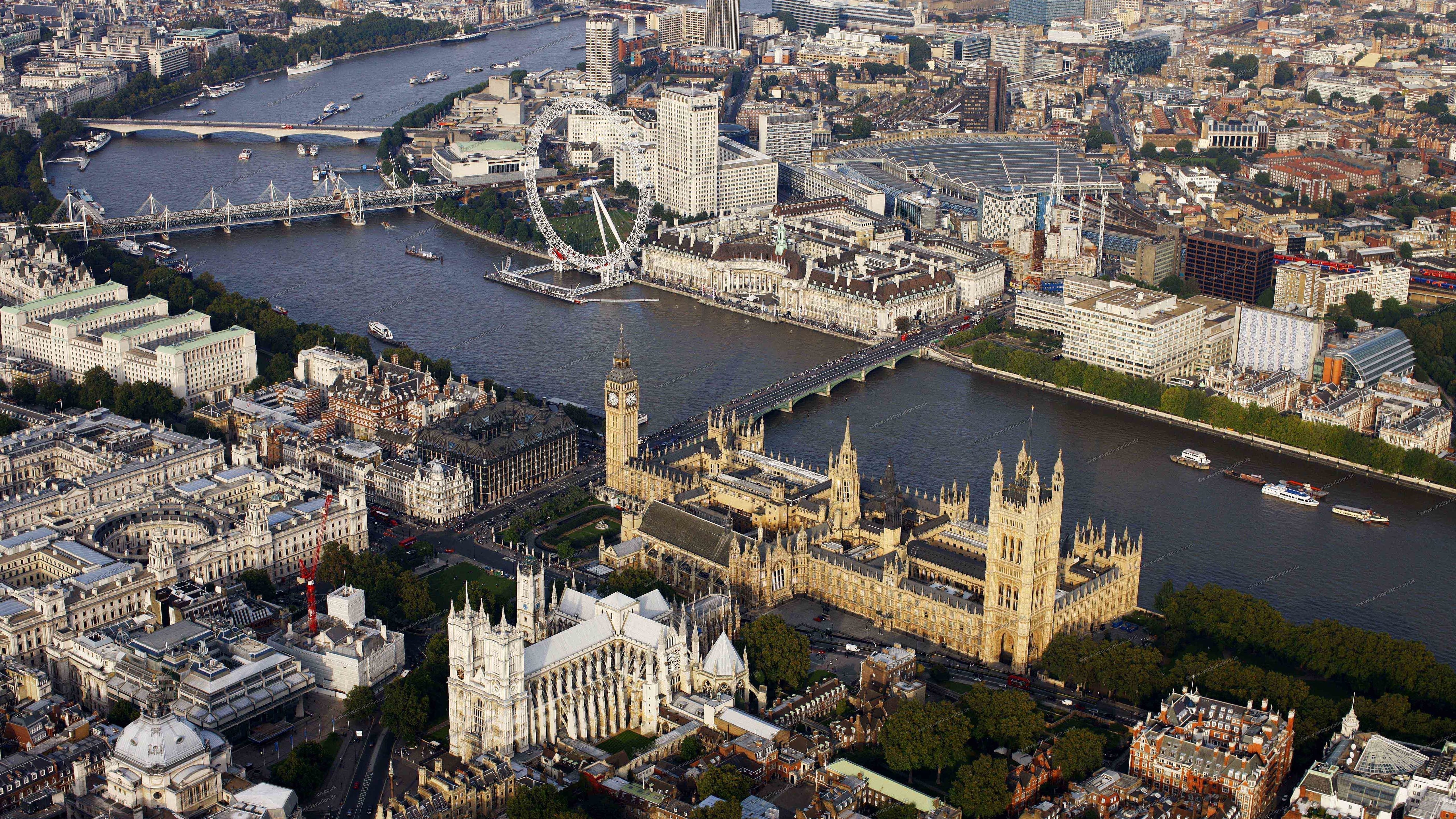 Image: London, Big Ben, Westminster Abbey, the wheel, the river, the bridges, the view, buildings, ships
