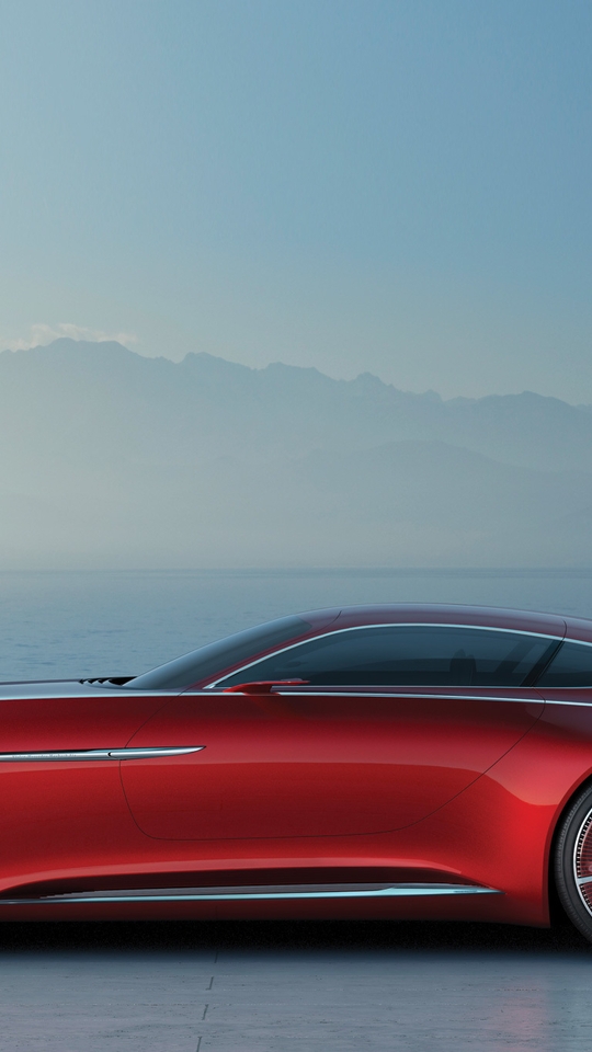 Картинка: Vision, Mercedes-Maybach 6, Mercedes, концепт, электродвигатель, красный, туман, море, горы