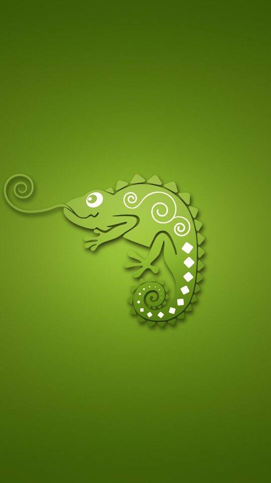 Image: Chameleon, language, eyes, tail, green background