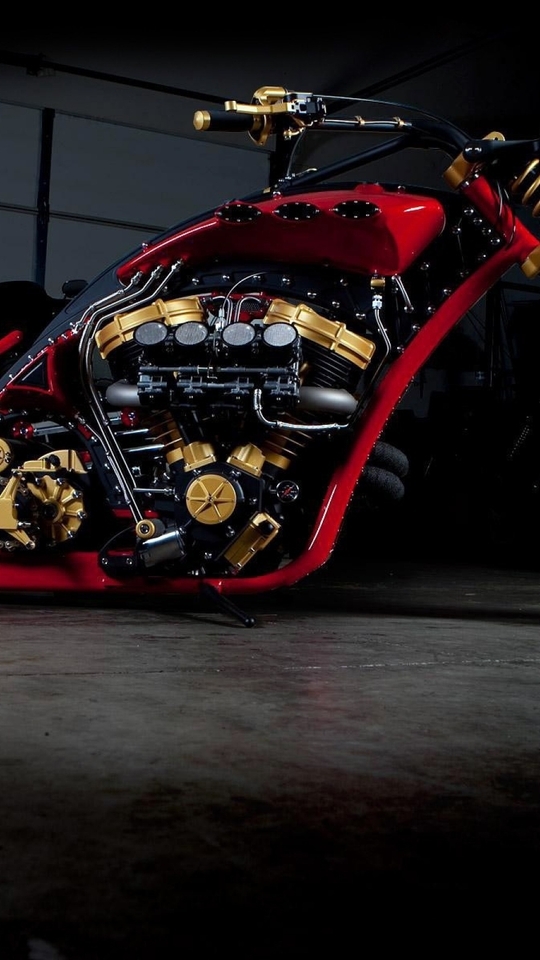 Image: Chopper, bike, black, chain, tuning, style, engine