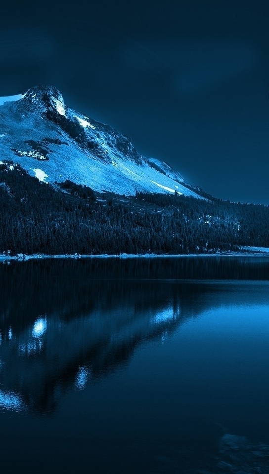 Картинка: природа, горы, луна, озеро, ночь
