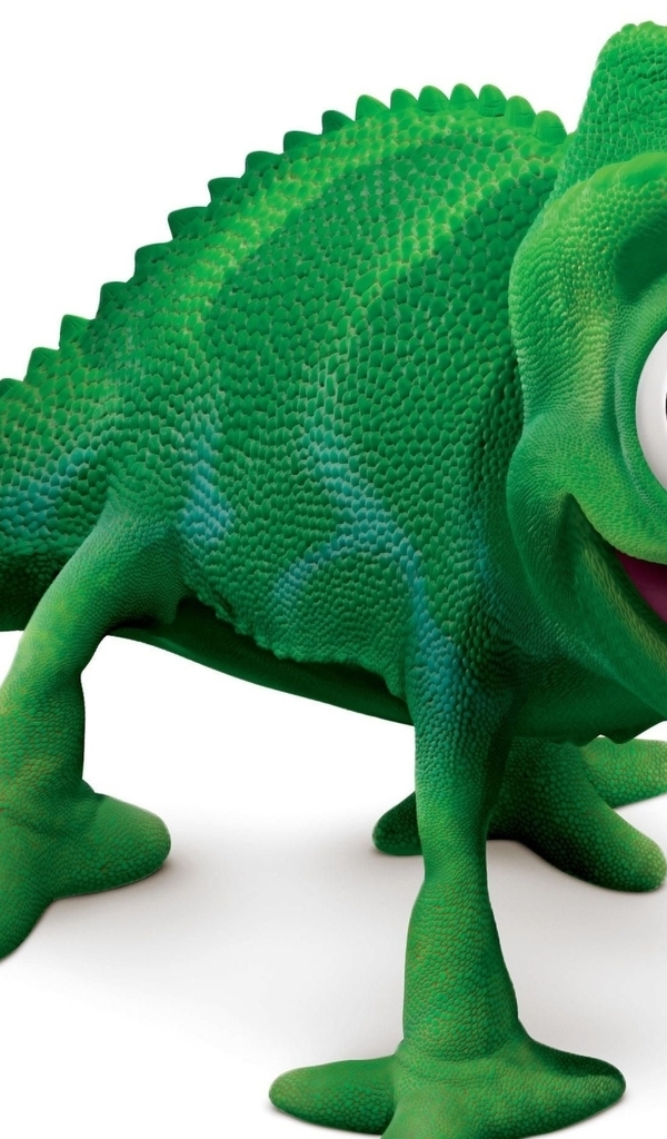 Картинка: Хамелеон, 3D, зелёный, Паскаль, глаза, хвост, улыбка