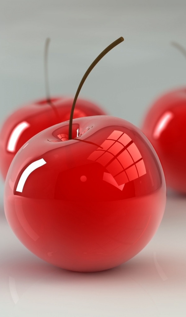 Image: Cherry, red, 3D, three, reflection