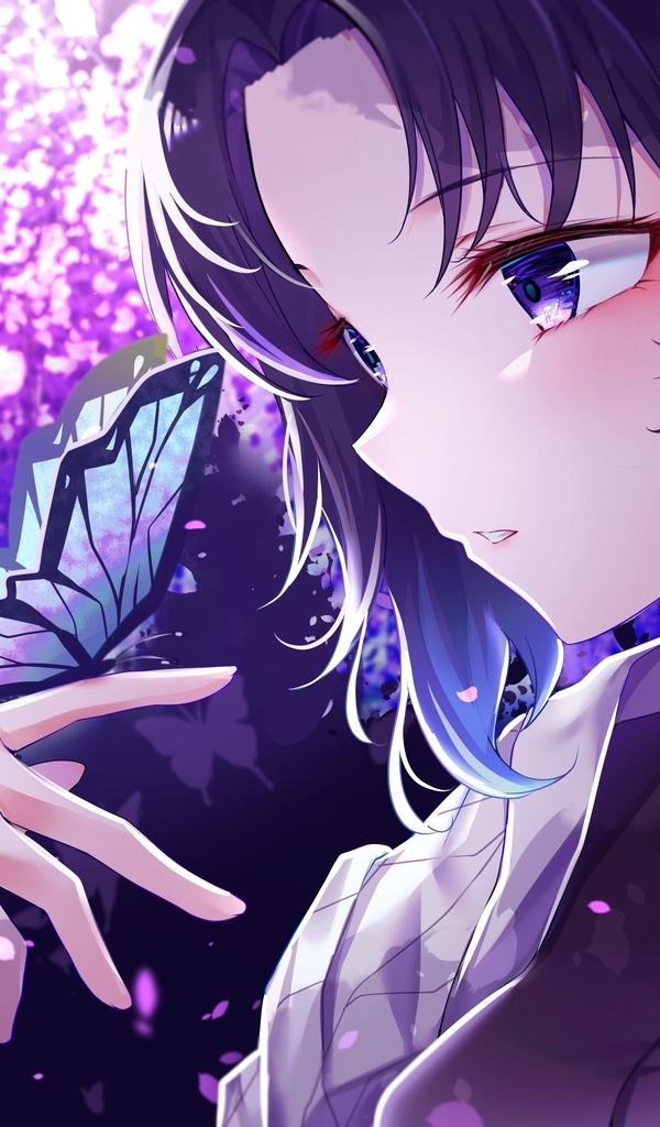 Картинка: Девушка, бабочка, глаза, цвет, лепестки