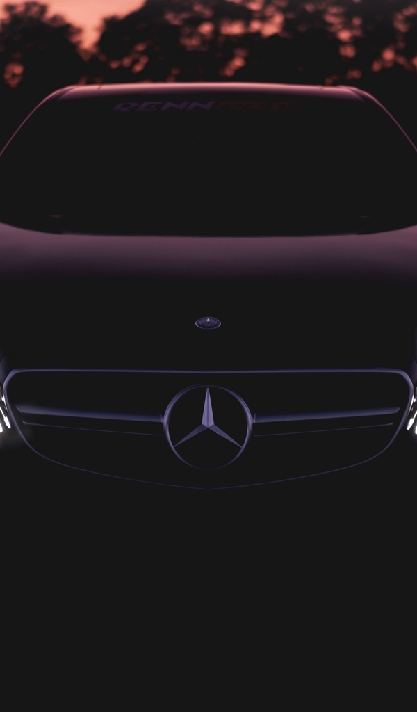 Картинка: Mercedes, Benz, AMG, e63, w212, фары, огни, темень, эмблема