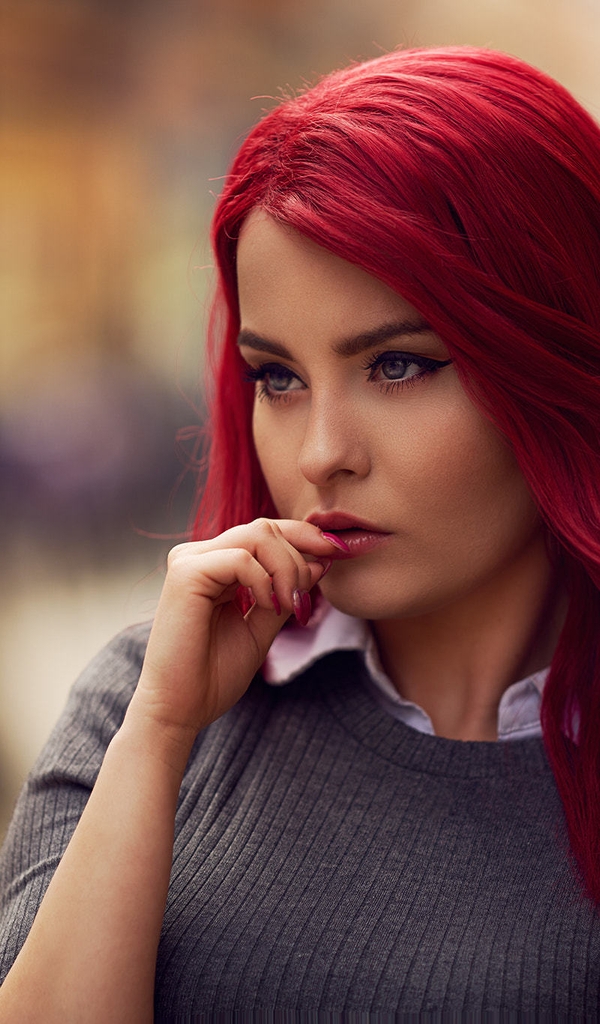 Картинка: Девушка, волосы, красные, лицо, взгляд