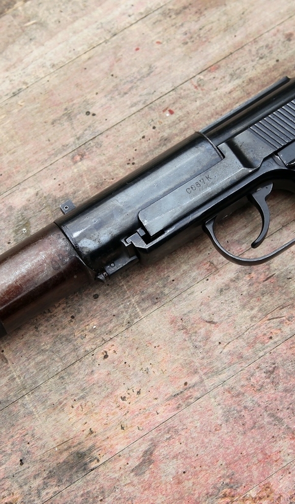 Image: The gun, a Makarov, muffler, lies