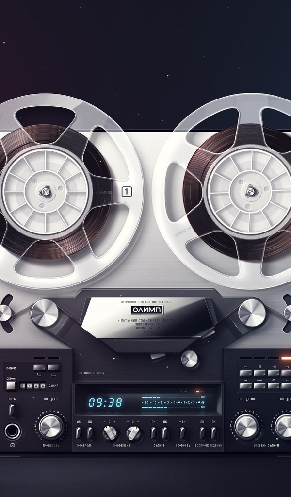 Image: Stereo tape recorder, Olympus, reel, display, background, ribbon