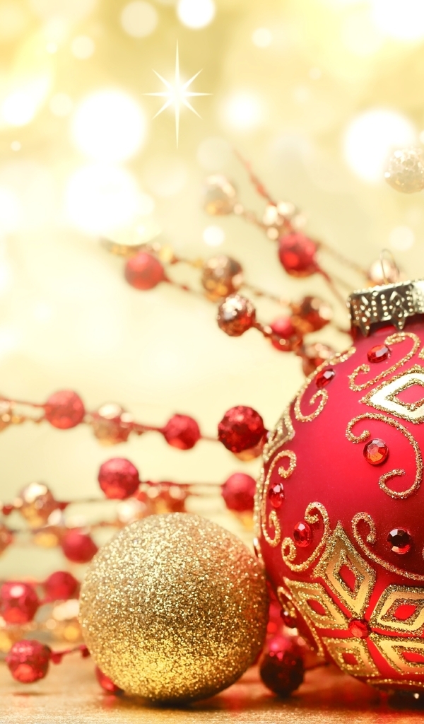 Image: Decoration, balls, new year, toys, decor, red, gold, color