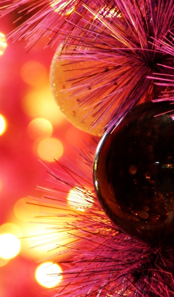 Image: Flare, bokeh, balls, branch, red background