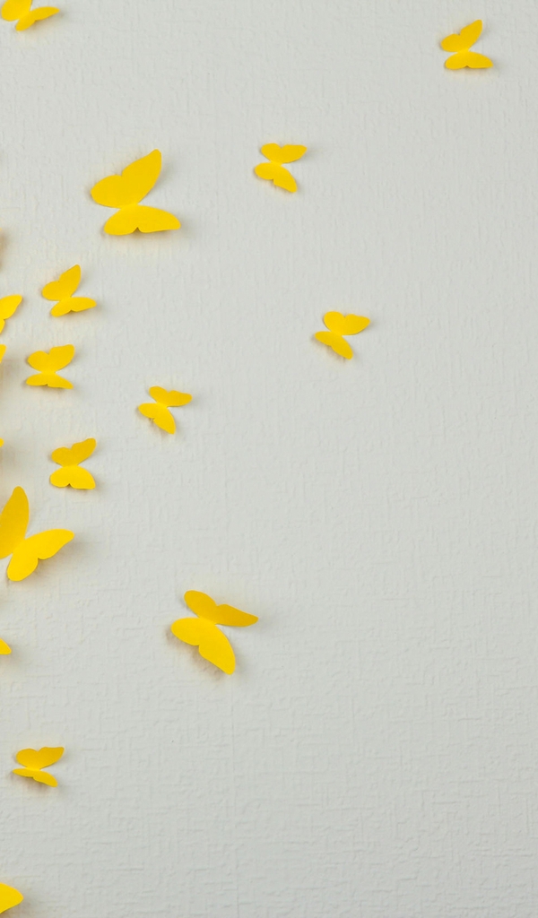 Картинка: Бабочки, жёлтые, бумажные, серый фон