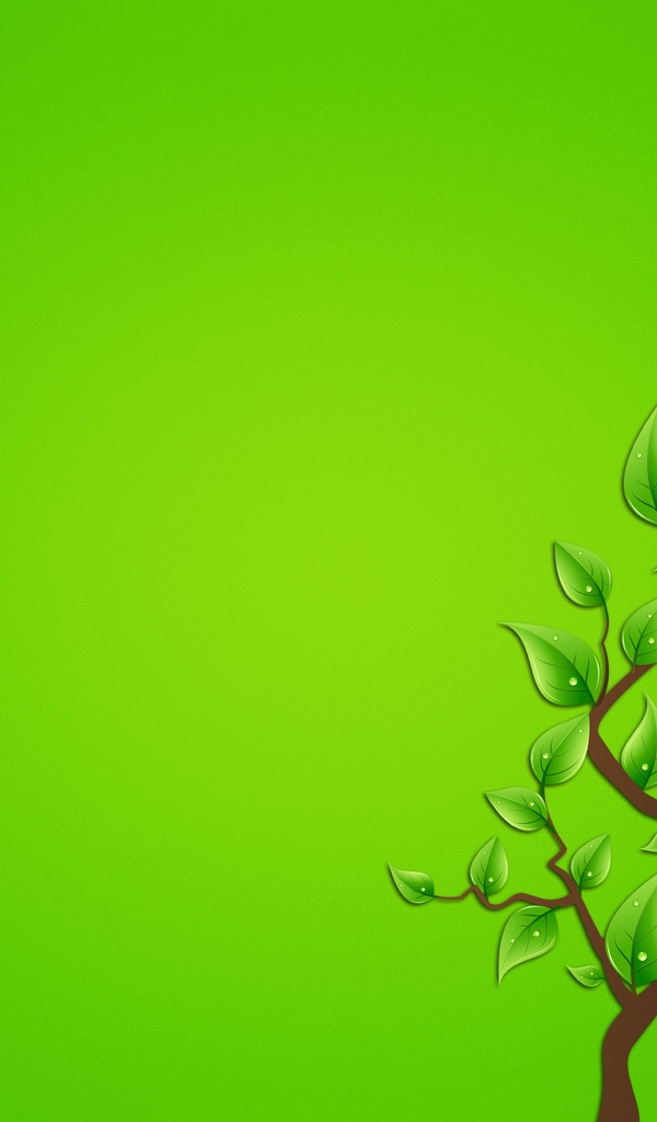 Картинка: Зелёный фон, дерево, листья