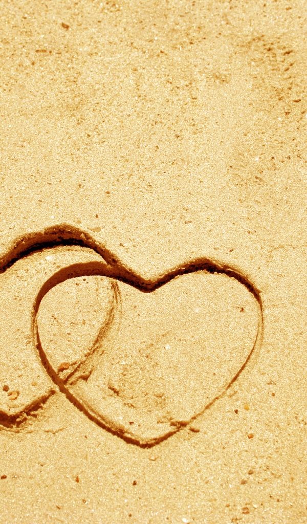 Картинка: Сердечки, песок, рисунок, пара