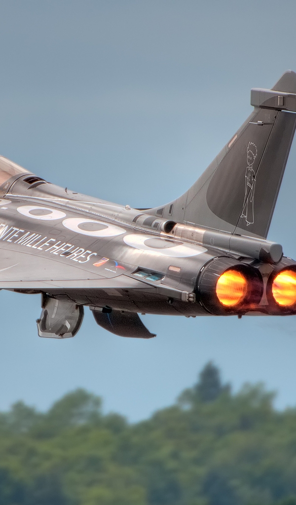 Картинка: Авиация, истребитель, Дассо Рафаль, Dassault Rafale, двигатель, огонь, ракета, взлёт