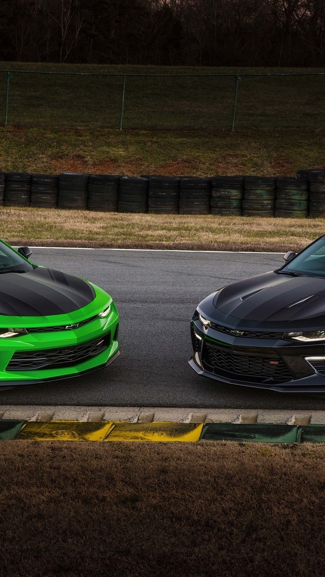 Image: Cars, green, black, supercars, road, Chevrolet, Camaro