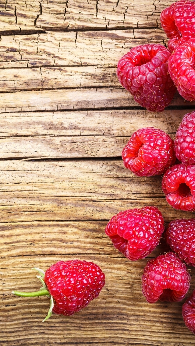 Image: Raspberry, food, red, sweet, wooden background