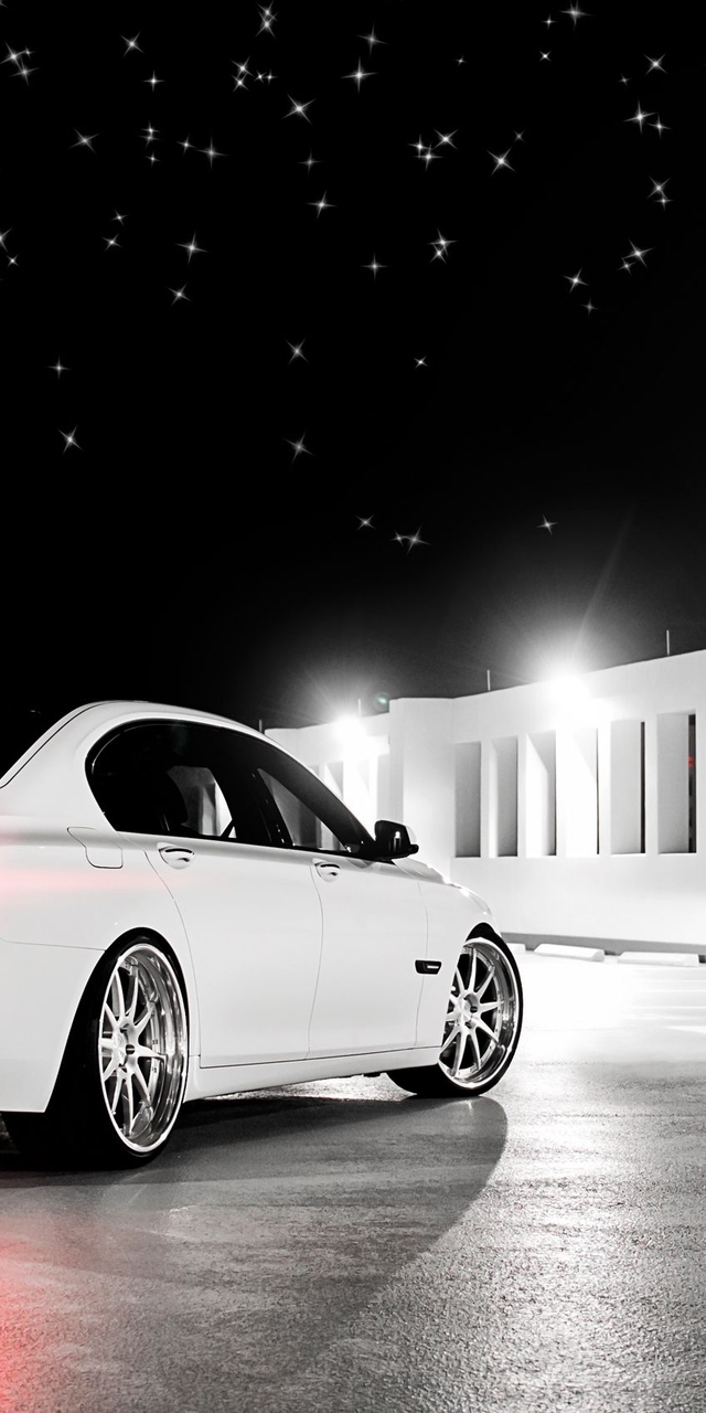 Image: 7 BMW, white, night, stars, light
