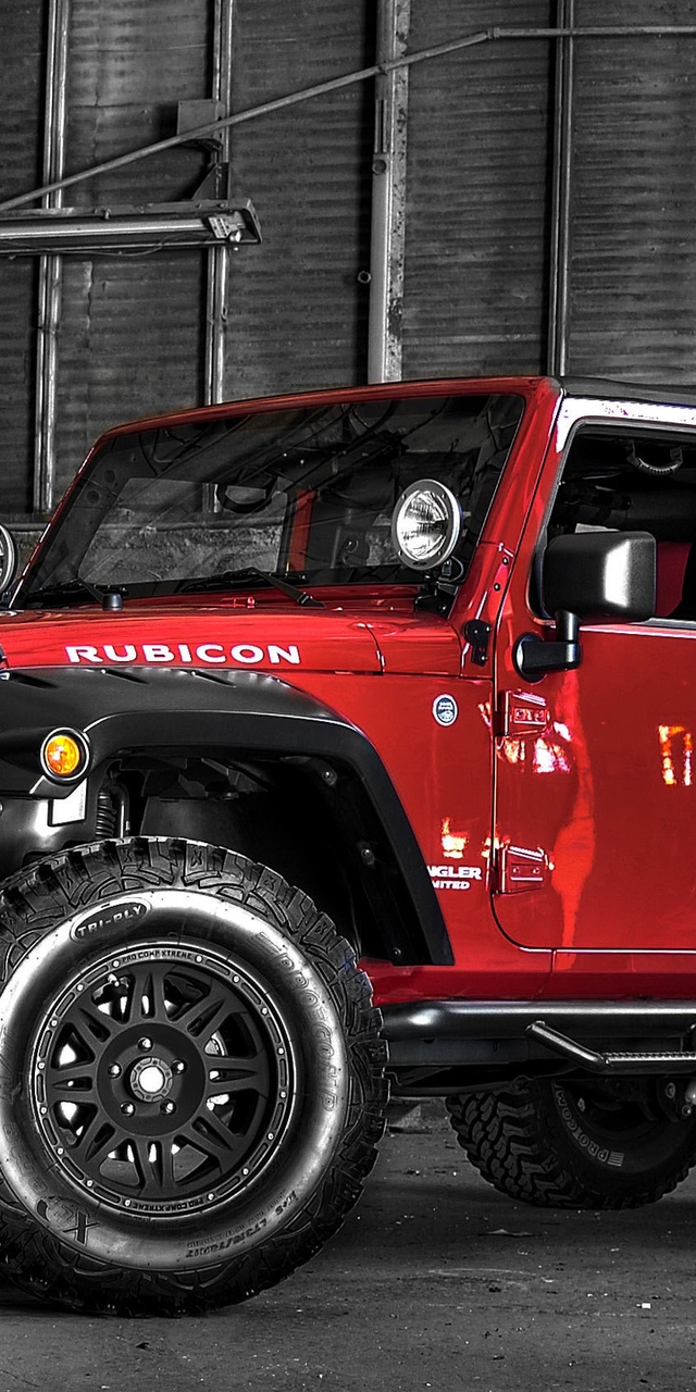 Картинка: Jeep, wrangler, rubicon, 2016, красный, внедорожник