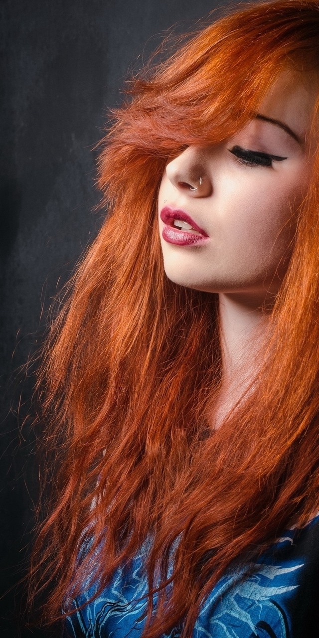 Картинка: Волосы, пирсинг, стиль, девушка, рыжая, макияж