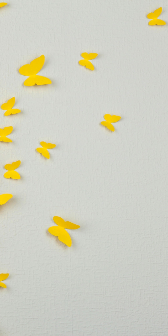 Image: Butterfly, yellow, paper, gray background