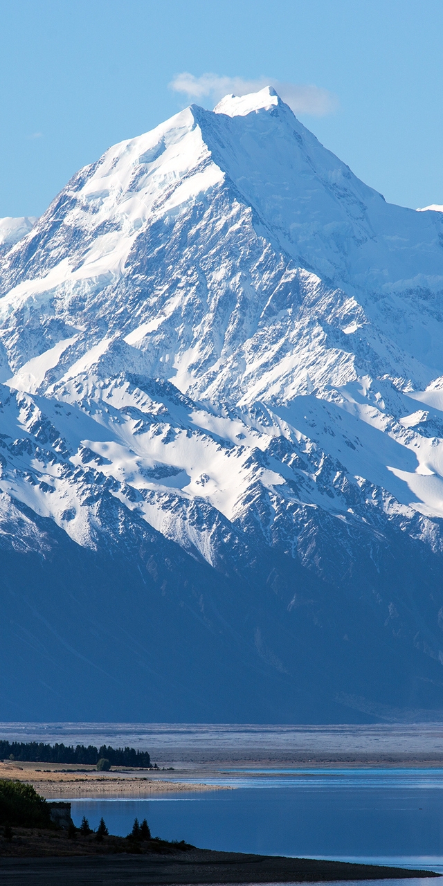 Image: Mountains, snow, New Zealand, lake, sky