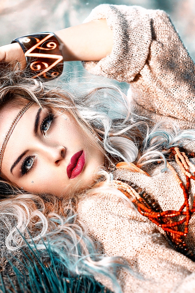 Image: Girl, blonde, hair, face, makeup, jewelry, Alessandro Di Cicco, photographer